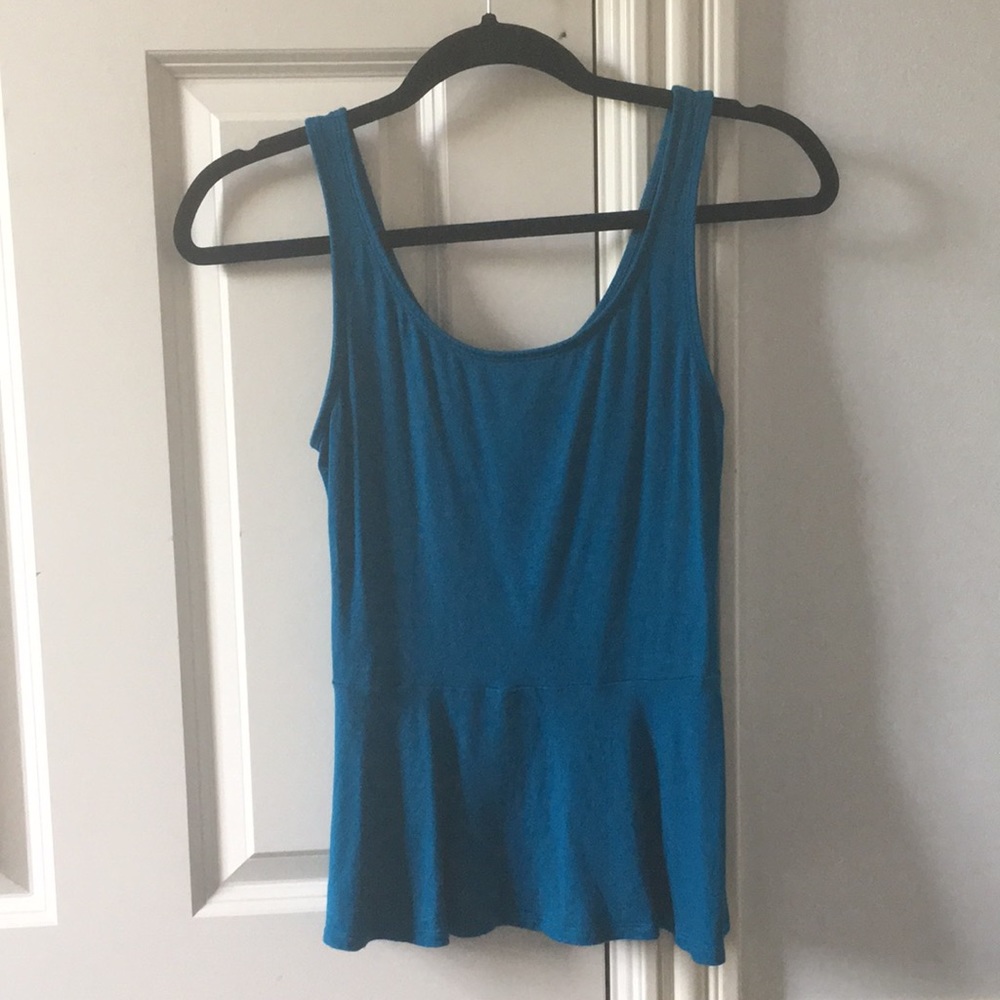 Express flared teal tank top with zipper